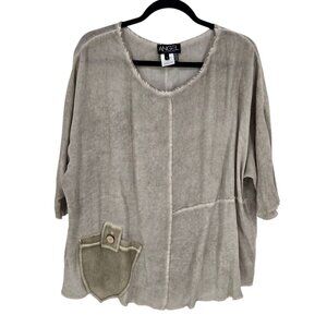 Angel apparel womens oversized small heathered gray green lagenlook blouse